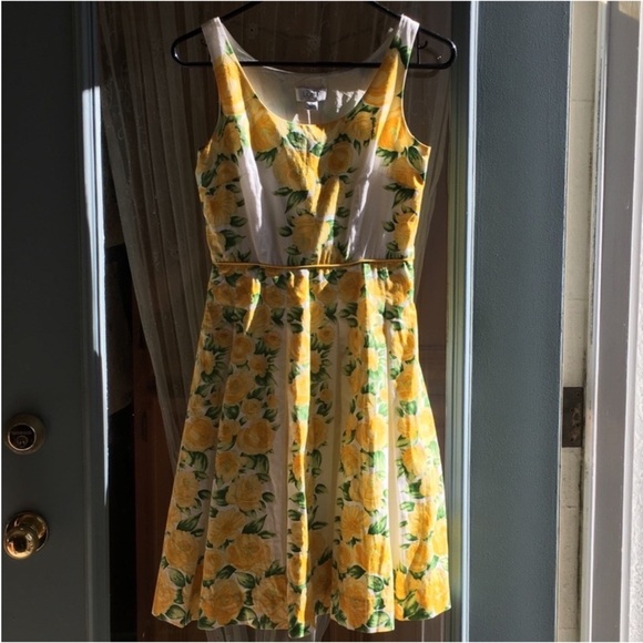LOFT Yellow and Green Floral Dress Size 2P Petite Perfect For Summer - Picture 10 of 10